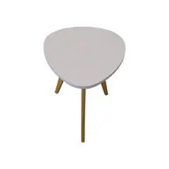 GENERICO - Mesa Auxiliar Centro Triangular Huevo Mediana Blanco 40x45 cm