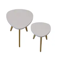 GENERICO - Mesa Auxiliar Centro set x 2 Tipo Huevo Blanco 35 & 45 CM