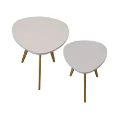 GENERICO - Mesa Auxiliar Centro set x 2 Tipo Huevo Blanco 45 & 55 CM