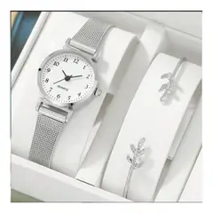 GENERICO - LINDO RELOJ DE LUJO ACERO PLATA CON PULCERA EN PLATA.