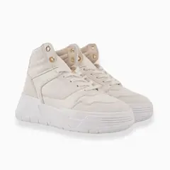 CALZADO ADRENALINA - Tenis en bota beige con cordones sheep