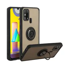 GENERICO - Funda Estuche Mate Con Anillo Compatible Samsung A21S Negro