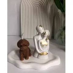 DECORACIONES ALE Y GABI - CENTRO DE MESA DECORATIVO ABRAZO Y PERRO MARRON