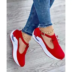 GENERICO - Tenis Rojo Dama Zapatillas Zapatos Mujer Lindos Moda Casual