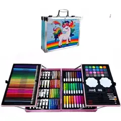 INFANTILES CAJUROMIX - Kit-set Maleta De Lujo Arte Y Dibujo 145 Piezas unicornio