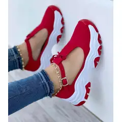 GENERICO - Tenis Rojo Dama Zapatillas Zapatos Mujer Lindos Moda Casual