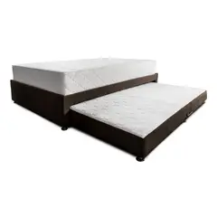 MUEBLES ONLINE - Combo Cama Nido Tarima café + colchón Dreamer Plus 100 x 190 cm