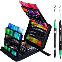 GENERICO - Marcadores Punta Pincel 120 Colores Micropunta Doble Punta