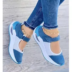 GENERICO - Tenis Azul Acero Dama Zapatillas Zapatos Mujer Lindos Moda Casual