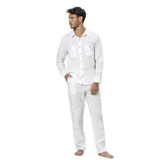 ONDA DE MAR - Pantalon Blanco Linpantcasw