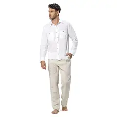 ONDA DE MAR - Pantalon Café Linpantc