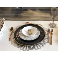 MYARKA LATINA - Individuales Doble faz x2 unidades Myarka Flowers Plata / Azul