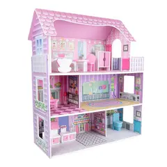 AGUGU STORE - Casa De Muñecas 3 Niveles En Mdf + 10 Accesorios