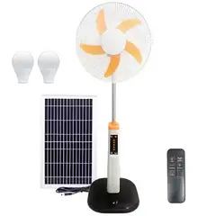 ONE PIXEL - Ventilador Solar Luz Led Puerto Carga Celular Control + Bombillos