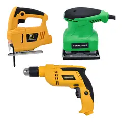 FERRENOVO - Sierra Caladora500W + Lijadora 200W + Taladro De Impacto 1/2" 550W