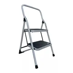 GENERICO - Escalera Plegable 2 Pasos Acero Capacidad 150kg Color Blanco