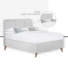 EKONOMODO COLOMBIA - Colchon Doble Pillow + Base cama + Espaldar Pretty Gris Plo 120x190 cm