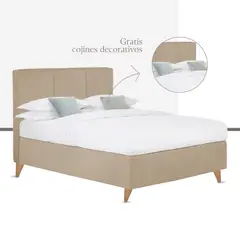 EKONOMODO COLOMBIA - Colchon Doble Pillow + Base cama + Espaldar Pretty Beige 120x190 cm
