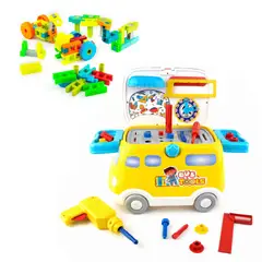 ENERGY PLUS - Kit Construcción 3D+ Autobús Herramientas bloques de juego