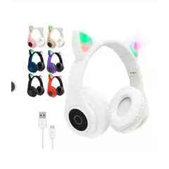 GENERICO - DIADEMA NIÑAS AUDIFONOS BLUETOOTH OREJAS GATO LUZ RGB OMC-283