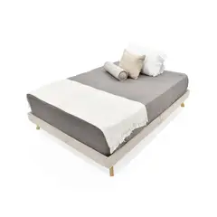 VENECIA - Base Cama Verona Doble en Tela Taupe