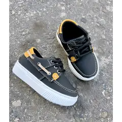 GENERICO - Mocasin Niño Casual Kids Babucha Cosido Comodo- Negro
