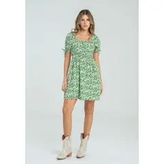 RAGGED - Vestido corto basset Verde pasto