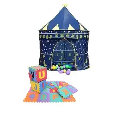 INFANTILES CAJUROMIX - Carpa Niños + 10 Fichas Foamy + Obsequio De 30 Pelotas