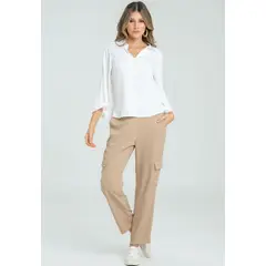RAGGED - Pantalon pique cargo Beige