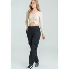 RAGGED - Pantalon pique cargo Negro