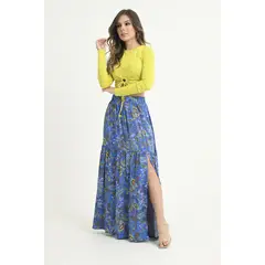 RAGGED - Falda larga abertura Azul rey