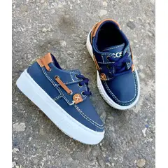 GENERICO - Mocasin Casual Niño Babucha Kids Cosido Comodo- Azul