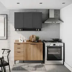 BERTOLINI - Mueble Superior Multiuso Cocina 120 cm MDP 3 Puertas Negro