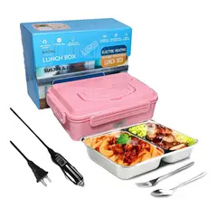 ARTICULOSALTAGAMA - Lonchera Eléctrica Porta Comida Metálica Calienta a 110v y en carro a 12v