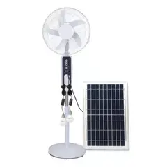 GENERICO - Ventilador Pie Recargable Panel Solar Bombillas 16