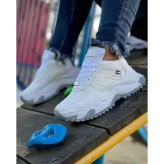 GENERICO - Tenis Blanco Gris Dama Zapatillas Zapatos Mujer Lindos Moda Casual_.