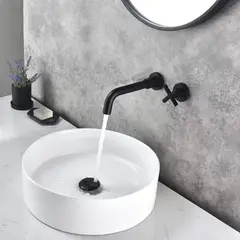 GENERICO - Kit Llave Agua Fria Pared Lavamanos Eccezionale Tames negro