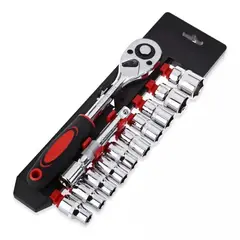 GENERICO - Juego Rache 3/8 Con Copa 12 Piezas Multiusos Auto Moto