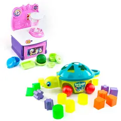ENERGY PLUS - Set X2 Juguetes Licuadora + Tortuga Encajable con 20 Pzas