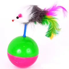 GENERICO - Juguete Para Gato Bola Vaivén Ratón Y Pluma-Color Surtido