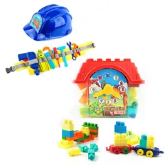 ENERGY PLUS - Kit Creativo Herramientas de Juguete + Casa de 60 Bloques