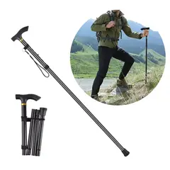 GENERICO - Bastón Plegable Aluminio Para Caminata Senderismo Ancianos Negro