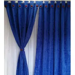 GENERICO - Cortinas Tela Jaquard En Boton 2.70 m Ancho x 2 m Alto Dividida Azul