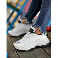 GENERICO - Tenis Blanco Negro Azul Dama Zapatillas Zapatos Lindos Moda Casual