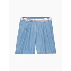 TOMMY HILFIGER - Bermudas Chino Cambray De Corte Sentado Mujer Azul