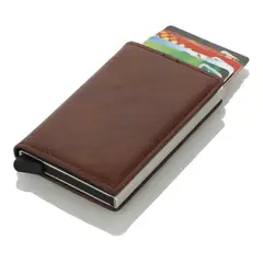 HOMETLY - Billetera Tarjetero Automático RFID Inteligente Cuero Hombre Mujer