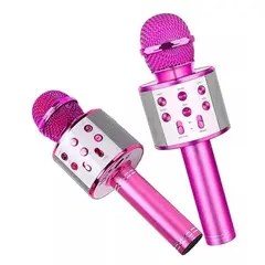 INFANTILES CAJUROMIX - Micrófono Inalámbrico FUCSIA Karaoke Ws-858 Bluetooth