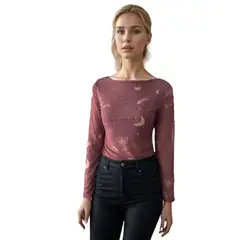 FRIOLENTA - Body de manga larga con cuello ancho estampado