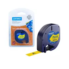 DYMO - Cinta Rotuladora Letratag Plastica Amarilla