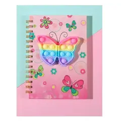 INFANTILES CAJUROMIX - Libreta Agenda mariposa Pop It + Mini Libreta De Obsequio